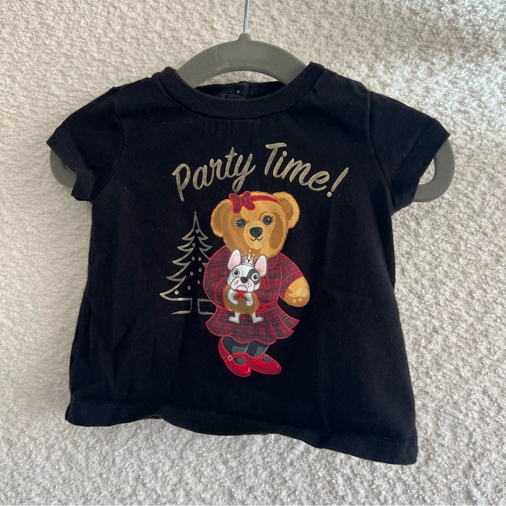 Ralph Lauren Baby Infant Black Party Time Bear Short Sleeve‎ Shirt Size 3 Months